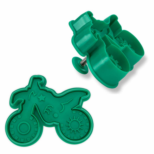 Städter embossed cookie cutter with ejector motocross, cookie cutter, cookie mold, biscuit, cookies, plastic, 8 cm, 169241