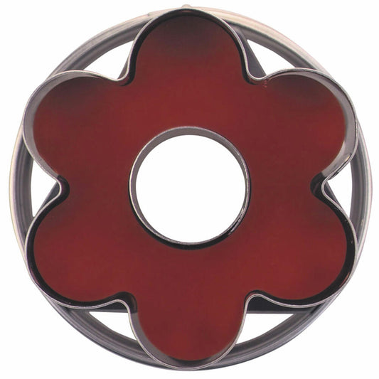 Städter Linzer cookie cutter with ejector 6-rosette, cookie cutter, cookie mold, biscuit, cookies, detachable, stainless steel, Ø 4.8 cm, 966308