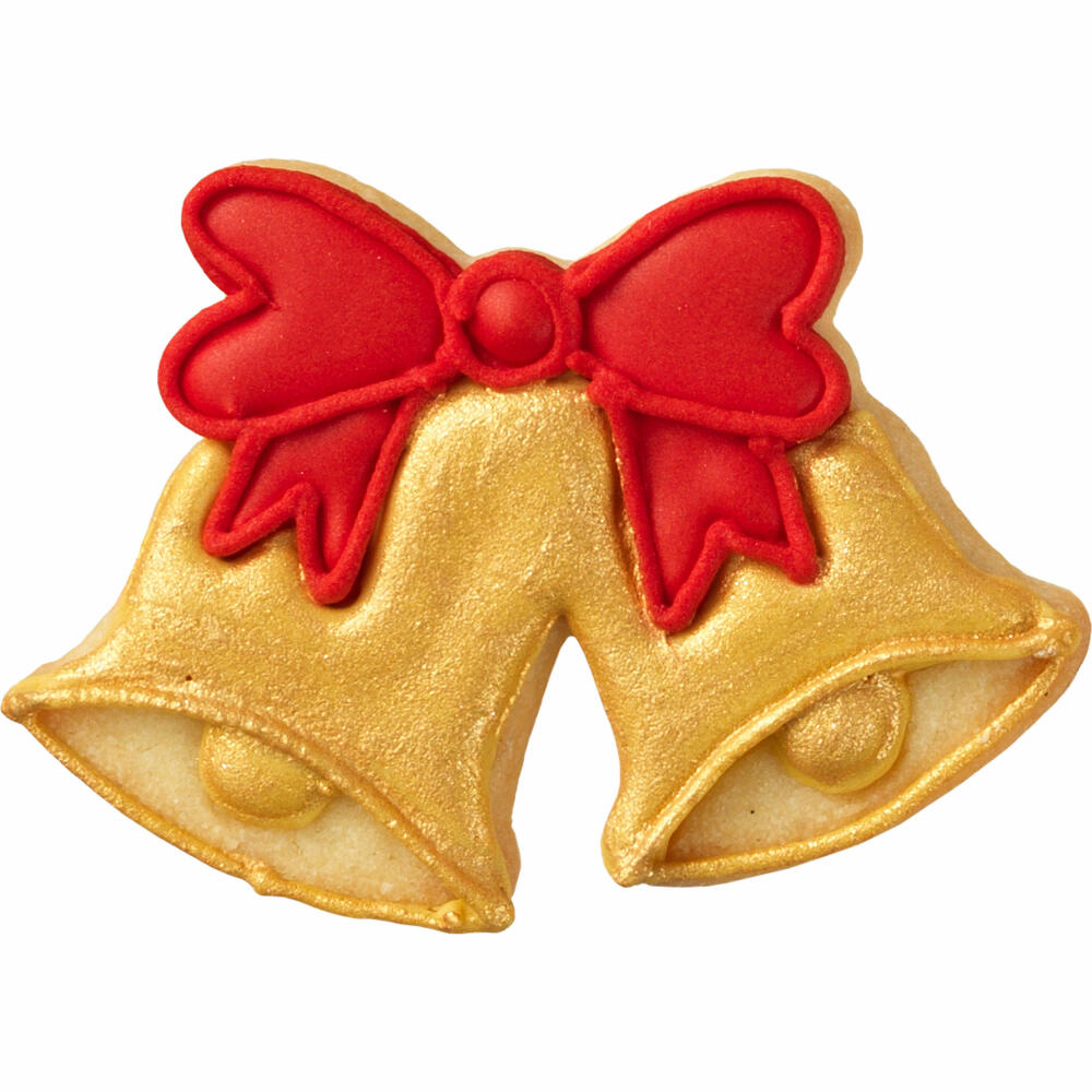 Birkmann cookie cutter double bell, with internal embossing, cookie cutter, cookie shape, biscuit, biscuits, stainless steel, 7.5 cm, 198302