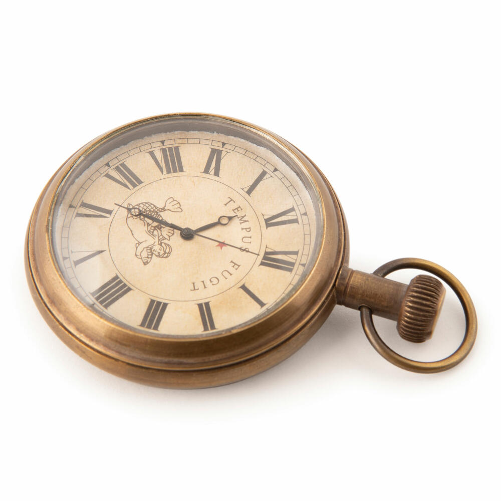 Authentic Models Pocket Watch Victorian Pocket Watch, Decorative Object, Brass, Glass, SC058