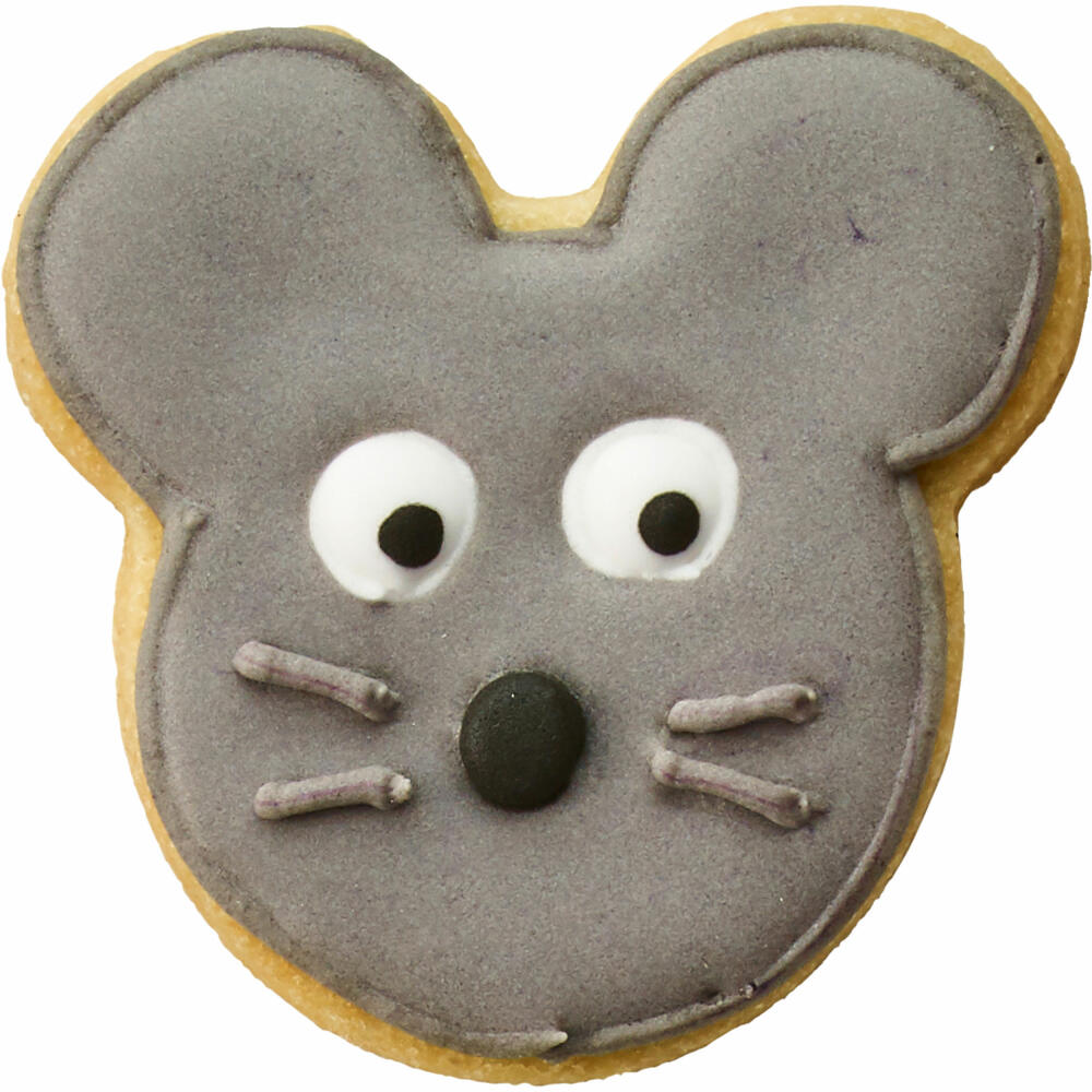 Birkmann cookie cutter mouse head, with internal embossing, cookie cutter, cookie shape, biscuit, biscuits, stainless steel, 5.5 cm, 195561