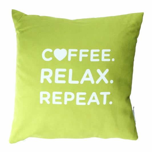 Nescafé Dolce Gusto Kissen mit Schriftzug Coffee Relax Repeat, Polyester, Hellgrün, ca. 40 x 40 cm