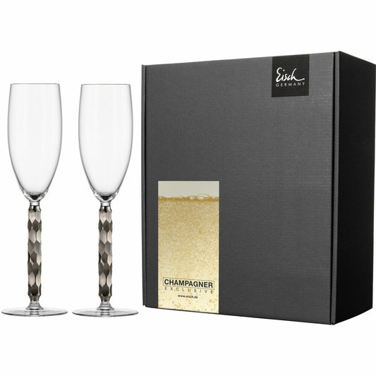 Eisch Champagnergläser Champagner Exklusiv, 2er Set, Champagnerglas, Glas, Kristallglas, Platin, 300 ml, 47759883