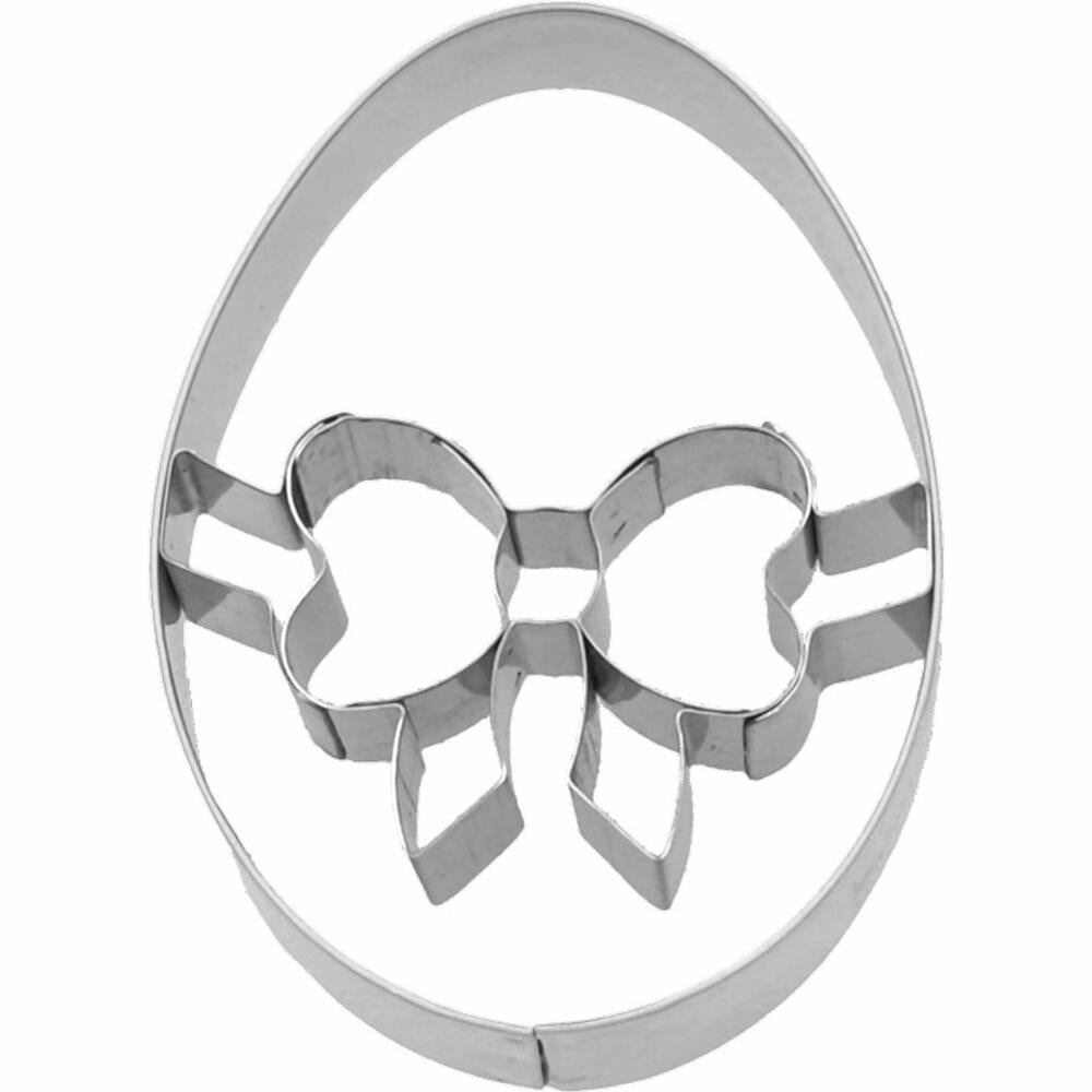 Birkmann cookie cutter egg with bow, cookie cutter, cookie mold, biscuit, cookies, stainless steel, 6.5 cm, 189959