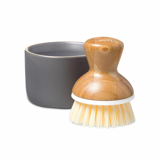 Full Circle Home Dishwashing Brush Bubble Up, Cleaning Brush with Ceramic Base, Bamboo, Recycled Plastic, FC12114GY