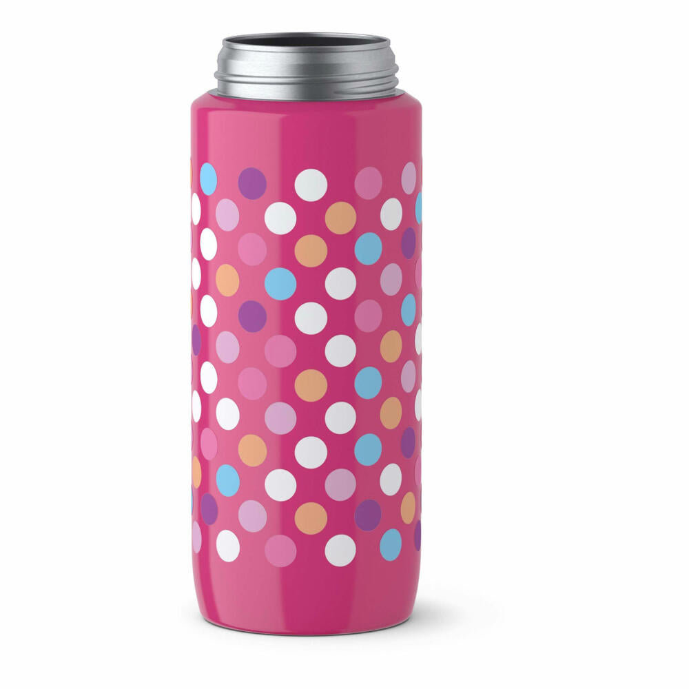 Emsa Drink2Go Light Steel Trinkflasche Dots, Trink Flasche, Getränkeflasche, Outdoorflasche, Edelstahl / Kunststoff, Pink, 600 ml, 518364