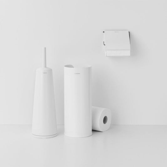 Brabantia Toilettenzubehör-Set ReNew 3-tlg., Bürste, Spender, Rollenhalter, Stahl, Kunststoff, White, 280627