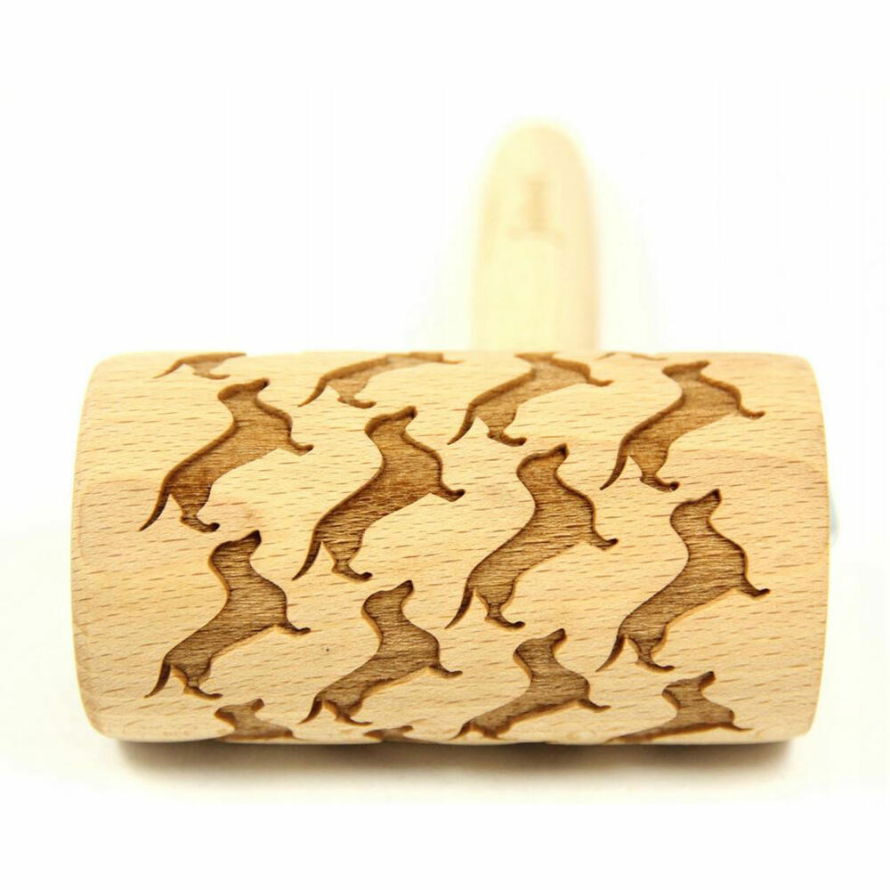 Folkroll rolling pin dachshund special edition, mini, 9.5 cm, rolling pin, embossing roll, pattern, motif, roll, beech wood, 335345