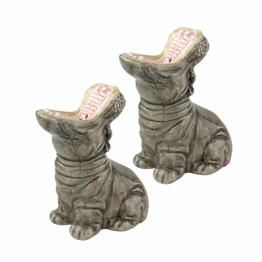 Donkey Products Salt and Pepper Shaker Set Hungry Hippos 2-piece, Spice Shaker, Dolomite, Grey, 9 cm, 210741