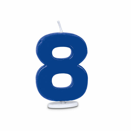 Städter candles number 8, with holder, number, birthday candles, cake candles, birthday, candle, blue, 4.5 cm, 910553