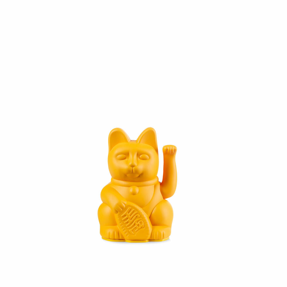 Donkey Products Lucky Cat Mini Maneki Neko, waving cat, lucky charm, plastic, dark yellow, 9.8 cm, 330474