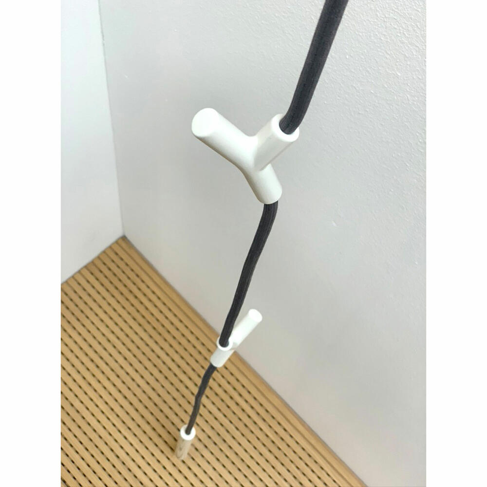 Authentics Wardrope coat rack, hanging rope coat rack, polyamide, zamak, grey rope, 4 white hooks, 8085612