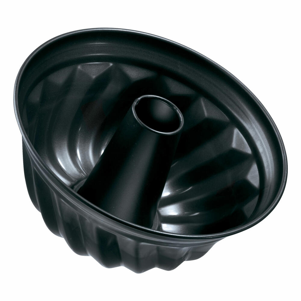 Zenker Black Metallic Gugelhupfform, Gugelhupf Form, Backform, Kuchenform, Stahlblech mit Antihaftbeschichtung / Antihaft Classic, Schwarz, Ø 25 cm, 6527