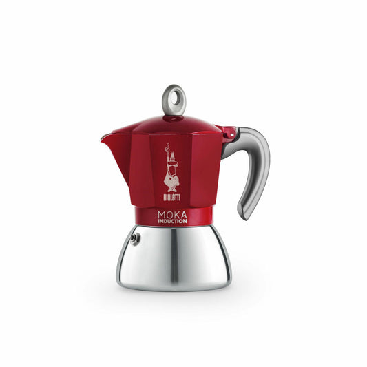 Bialetti Espresso Maker New Moka Induction for 6 Cups, Espresso, Espresso Pot, Induction, Stainless Steel, Red, 280 ml, 6946