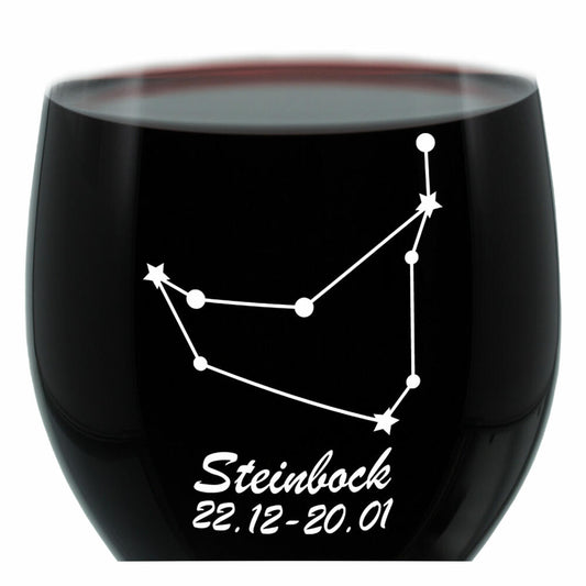 Leonardo Weinglas 400 ml, Motivglas, Sternbild Steinbock, Geschenk, Stimmungsglas mit Gravur, Moodglas, 22 cm