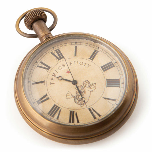 Authentic Models Pocket Watch Victorian Pocket Watch, Decorative Object, Brass, Glass, SC058