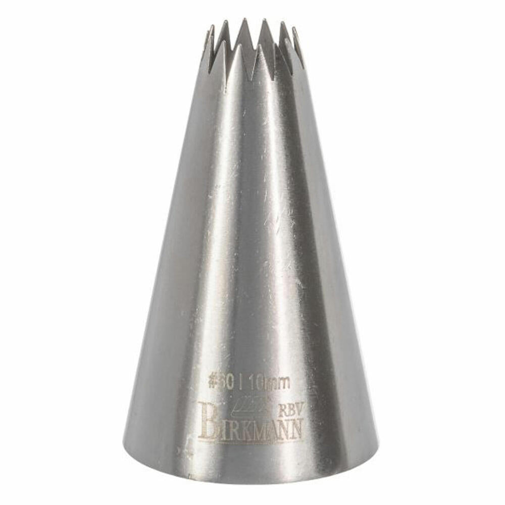 Birkmann French star nozzle #60, piping nozzle, decorating nozzle, baking accessories, stainless steel, Ø 1 cm, 411449