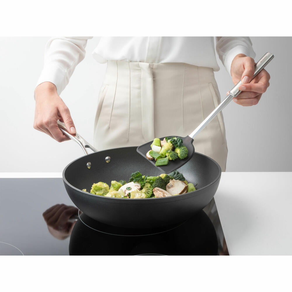 Brabantia Wok-Wender Silikon Profile, Kochutensil, Küchenhelfer, Stahl, Matt Steel, 38.8 cm, 137549