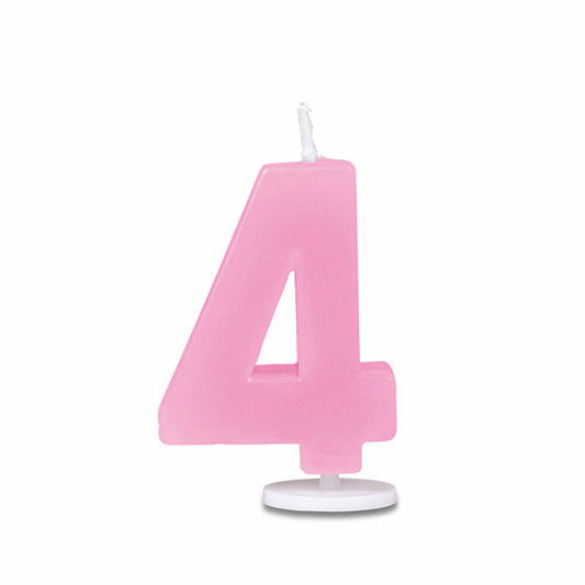 Städter candles number 4, with holder, number, birthday candles, cake candles, birthday, candle, pink, 4.5 cm, 910812