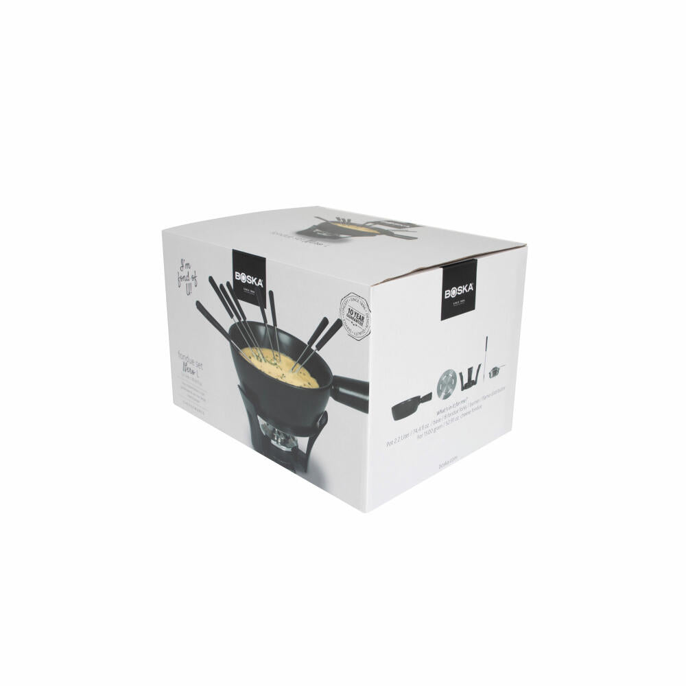 Boska Fondue Set Nero L, Cheese Fondue, Chocolate Fondue, Ceramic, Stainless Steel, Black, Silver, 2.2 L, 853541