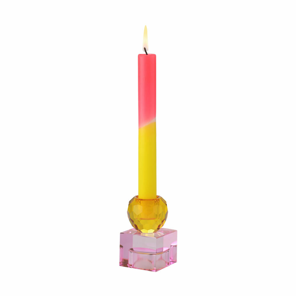 Gift Company Candle Holder / Tealight Holder Sari Ball Cube, Candle Holder, Glass, Orange / Light Pink, H 8 cm, 1163001012