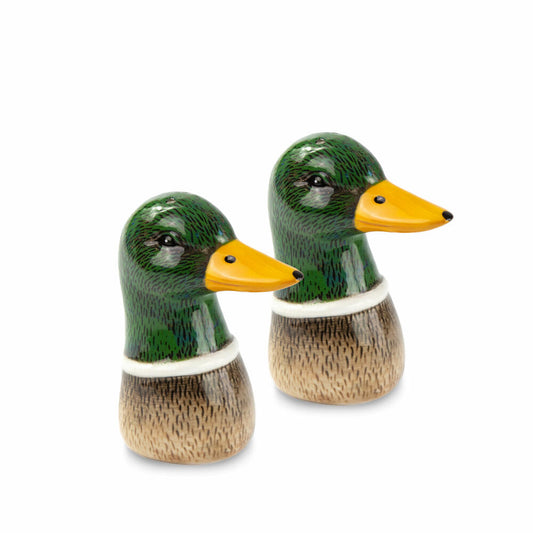 Donkey Products Salt and Pepper Shaker Set Spicy Ducks 2-piece, Spice Shaker, Dolomite, Green, Brown, 9 cm, 210731