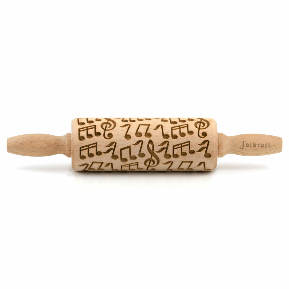 Folkroll rolling pin music, junior, 23 cm, rolling pin, embossing roll, pattern, motif, roll, beech wood, 332849