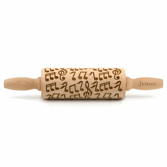 Folkroll rolling pin music, junior, 23 cm, rolling pin, embossing roll, pattern, motif, roll, beech wood, 332849