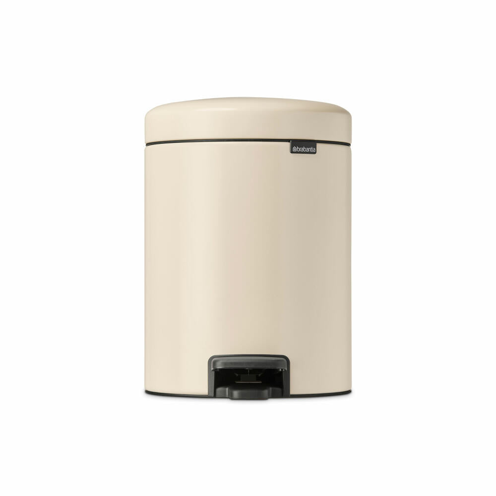 Brabantia NewIcon pedal bin, waste bin, trash can, steel, soft beige, 5 L, 149900