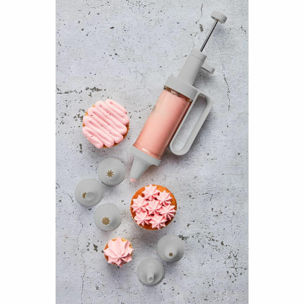 Birkmann Bakers Best Garnierspritze, Tortenspritze, Dekorierspritze, mit 6 Tüllen, Kunststoff, 424111