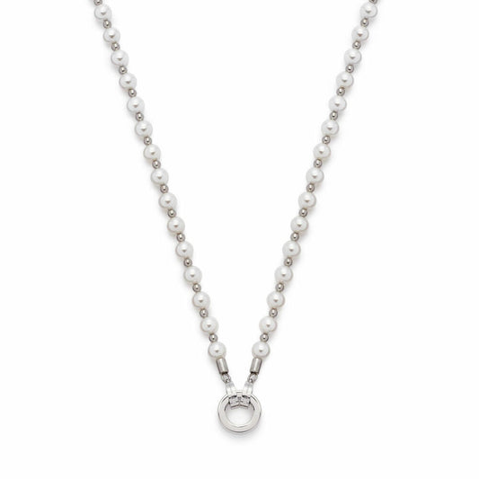 Leonardo Jewels Necklace Signora Darlins, stainless steel chain, chain, jewelry, stainless steel, imitation pearl, white, 60 cm, 016751