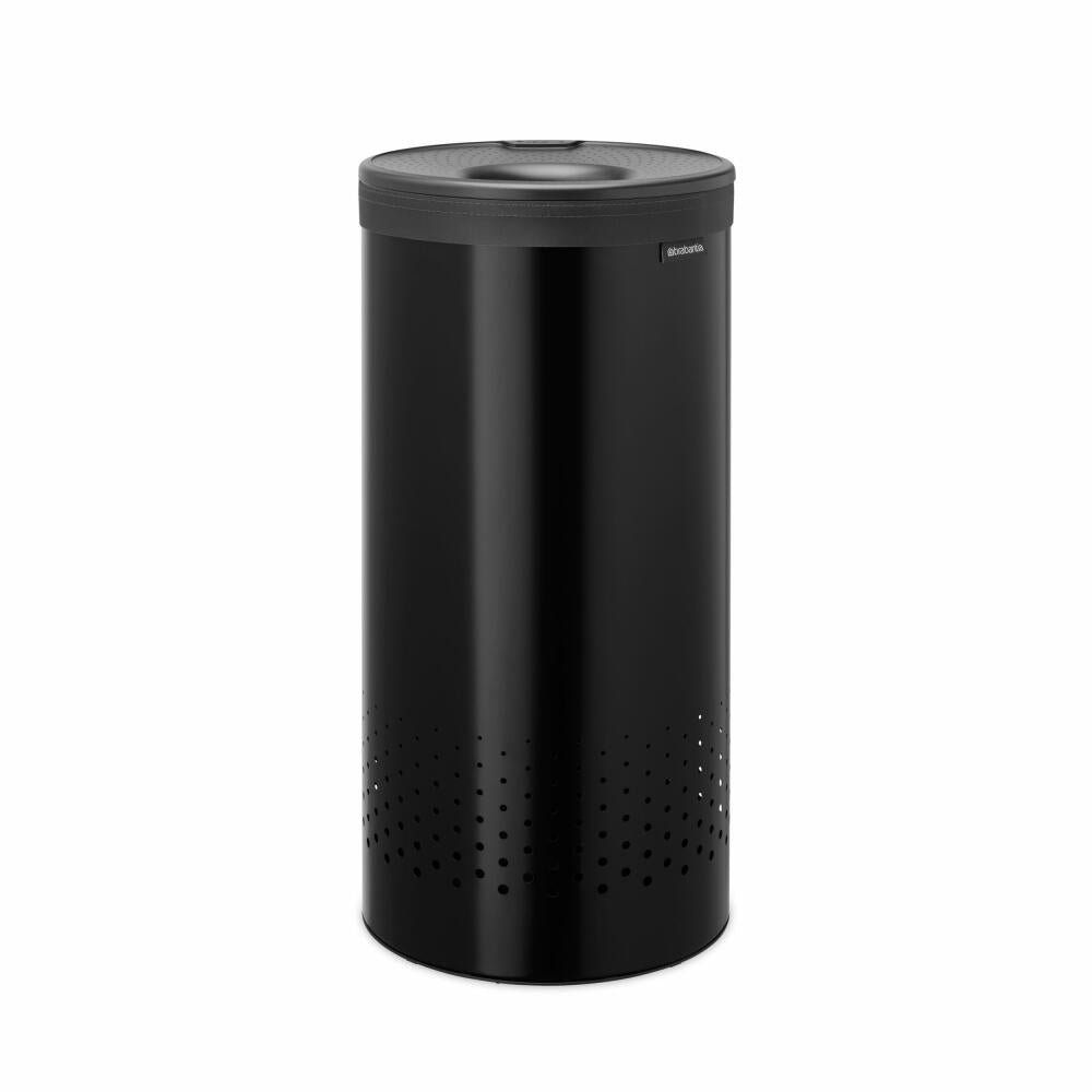 Brabantia Wäschebox, Wäschekorb, Wäschetonne, Stahl, Kunststoff, Matt Black / Dark Grey, 35 L, 242342