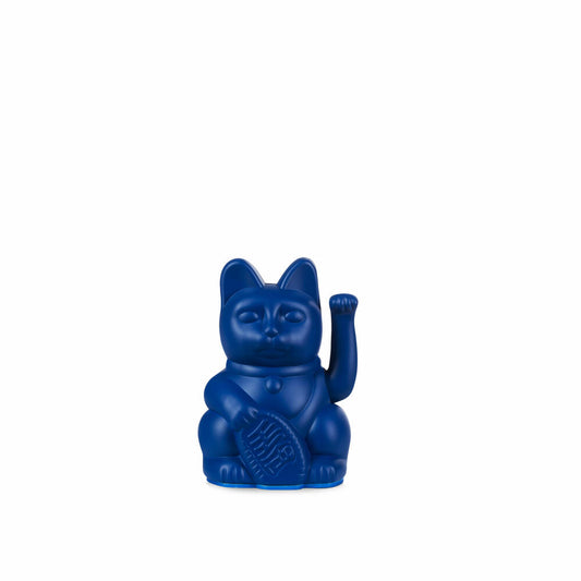 Donkey Products Lucky Cat Mini Maneki Neko, waving cat, lucky charm, plastic, dark blue, 9.8 cm, 330472