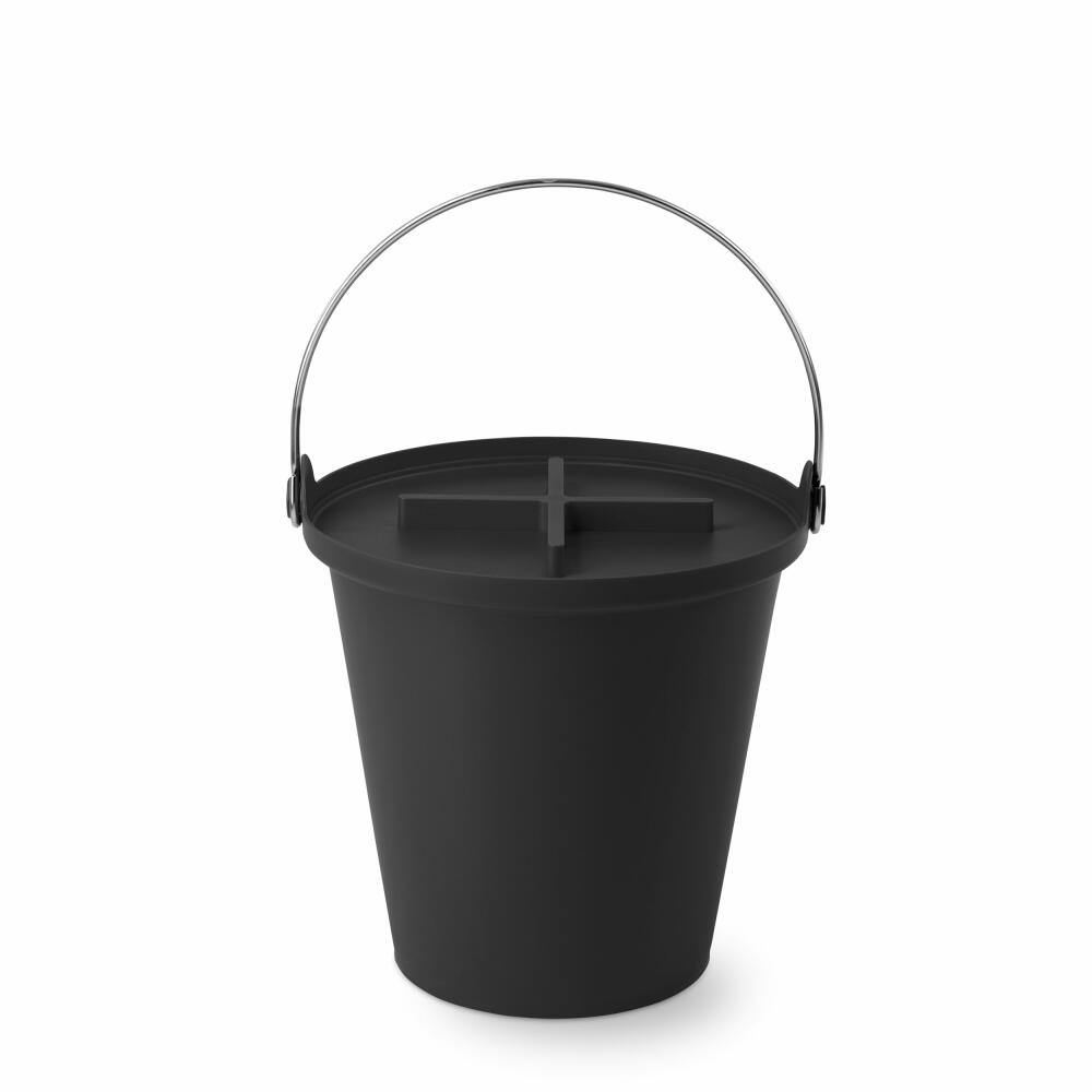 Authentics H2O bucket with lid, storage, waste bin, PP, steel, black, 1094299