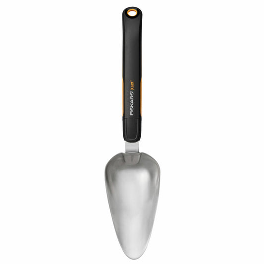 Fiskars Xact flower trowel, flower shovel, bed trowel, planting trowel, stainless steel, plastic, black, orange, 1027043