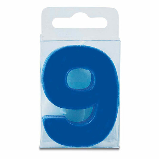 Städter candles number 9, with holder, number, birthday candles, cake candles, birthday, candle, blue, 4.5 cm, 910560