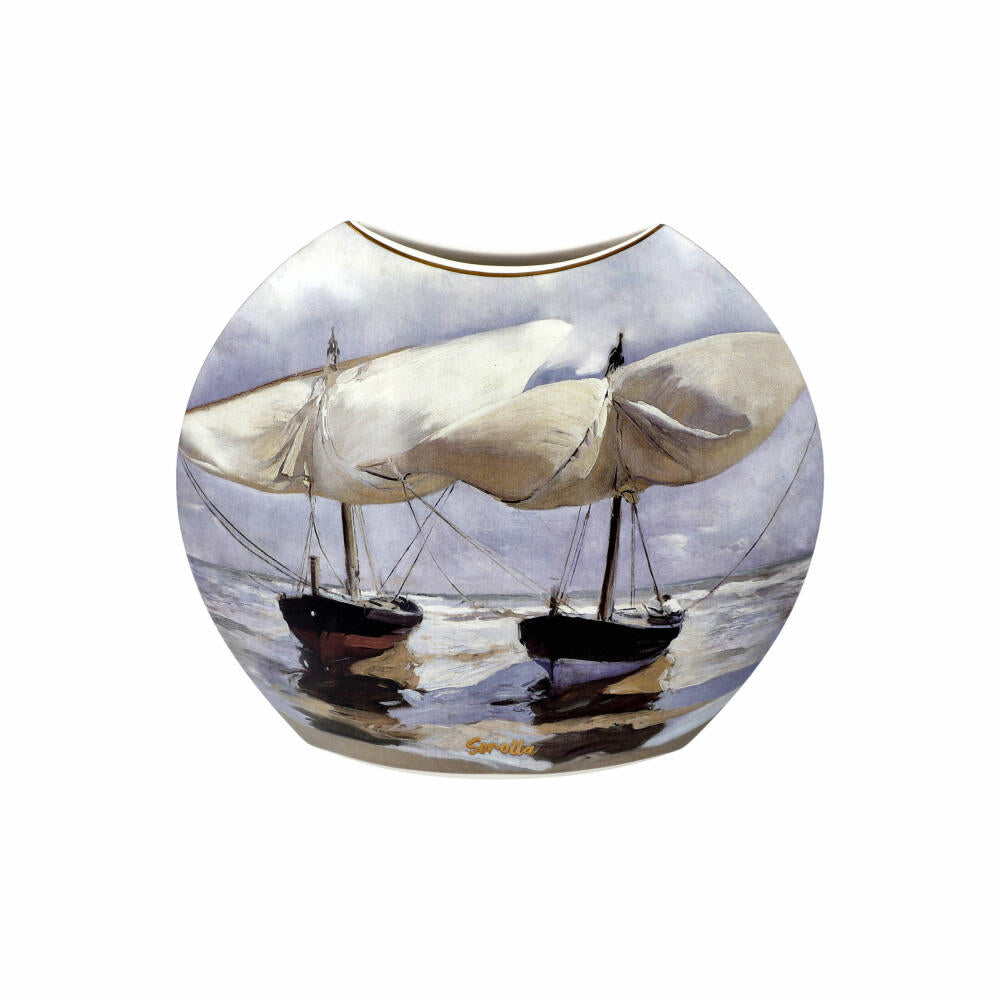 Goebel vase Joaquin Sorolla - Boats / Seashore, decorative vase, Artis Orbis, porcelain, colorful, 20 cm, 67018091