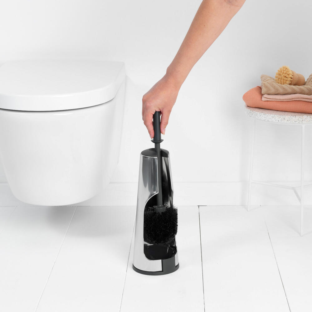 Brabantia ReNew Toilettenbürstengarnitur, WC-Garnitur, Toilettenbürste, Klobürste, Edelstahl, 414640