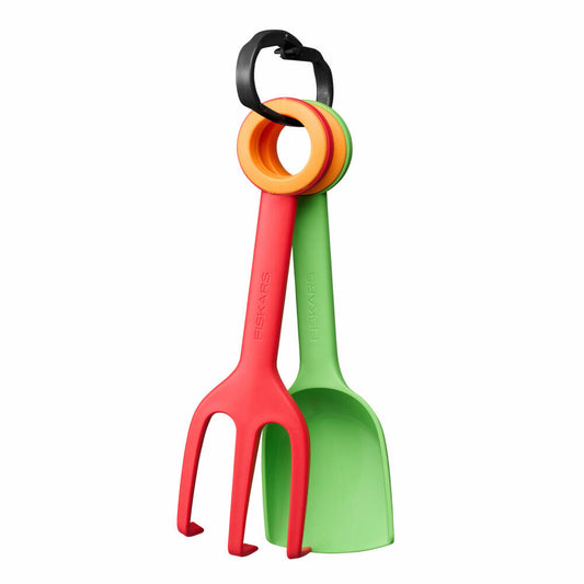 Fiskars Flower Trowel &amp; Plant Fork Set MyFirst 2-piece, Plastic, Red, Green, 1062471