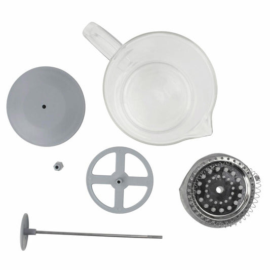 Fackelmann Kaffeezubereiter, Milchaufschäumer, Kaffeebereiter, Borosilikatglas, grau, 1 Liter, 47182