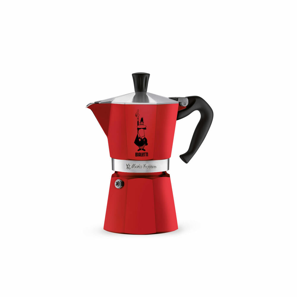 Bialetti Espresso Maker Moka Express Color for 6 Cups, Espresso, Espresso Pot, Coffee Maker, Aluminum, Red, 270 ml, 4943