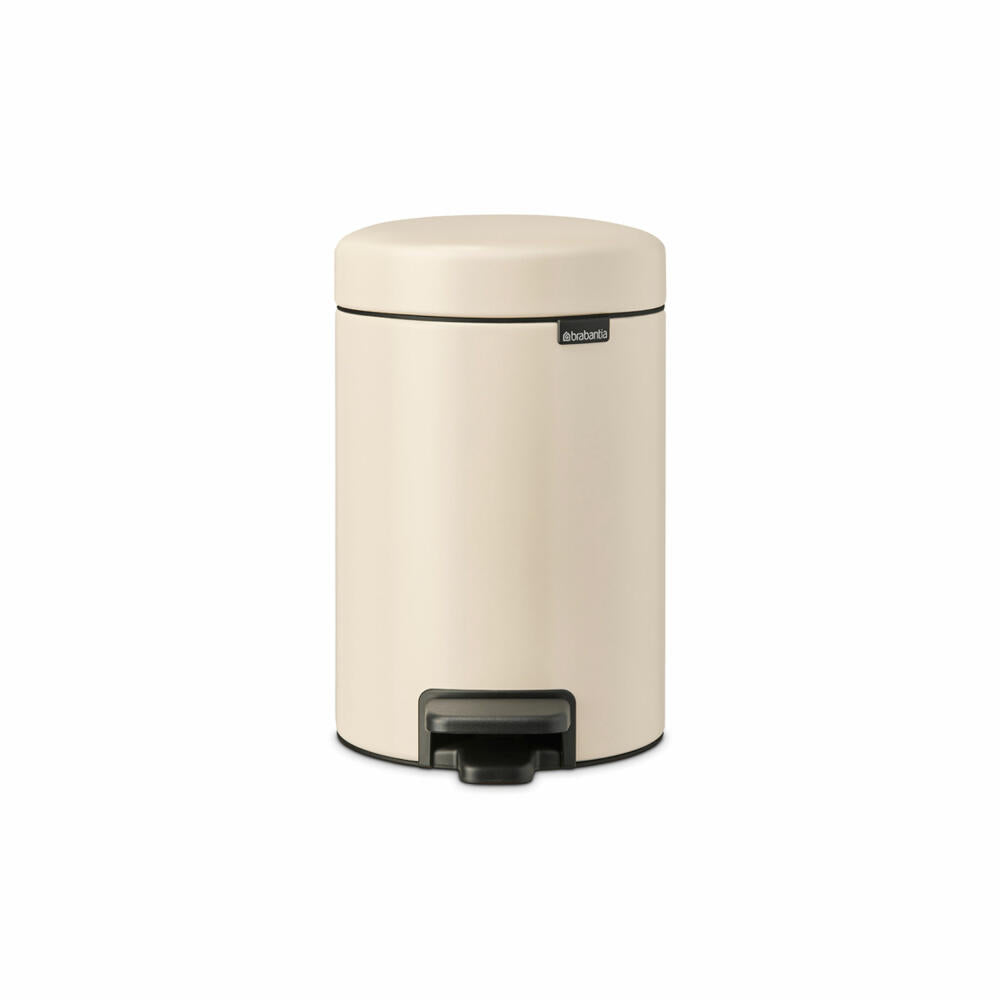 Brabantia NewIcon pedal bin, waste bin, trash can, steel, soft beige, 3 L, 149887