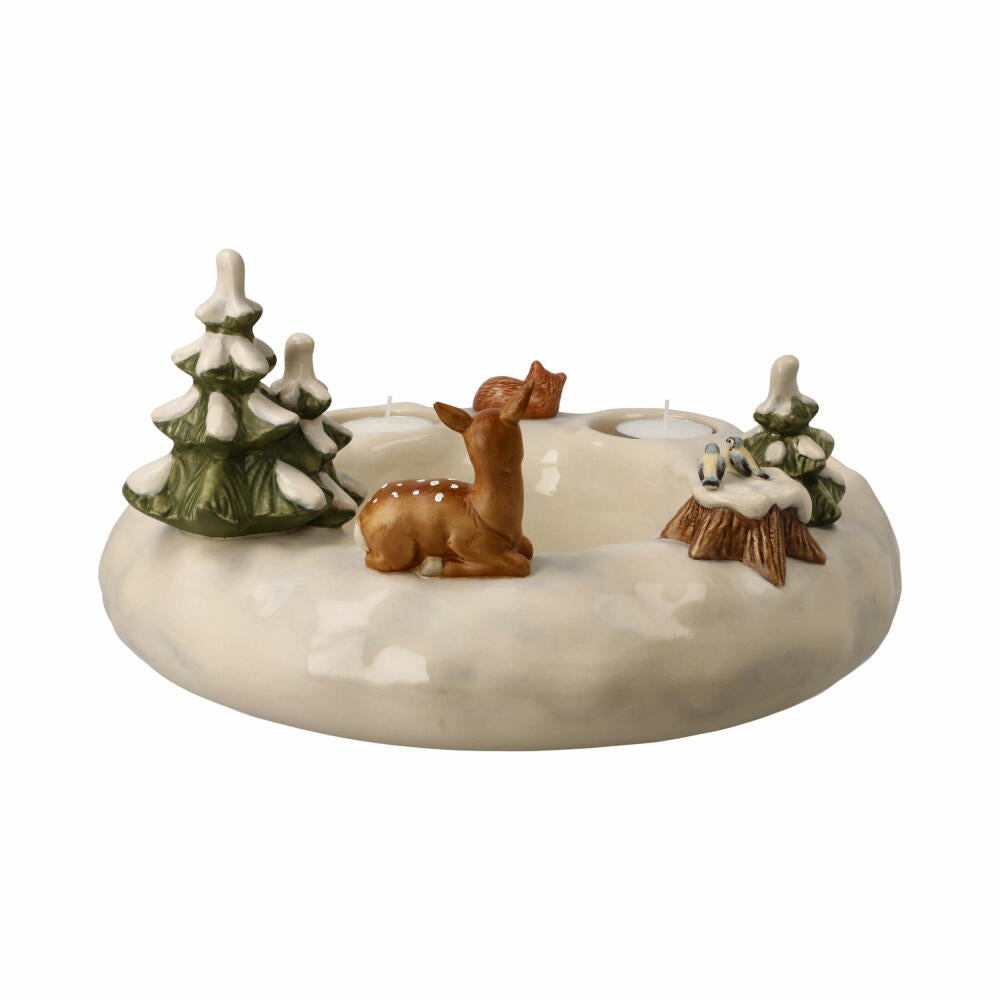 Goebel Advent wreath Winter Forest, tealight holder, stoneware, colored, 14 cm, 66704311