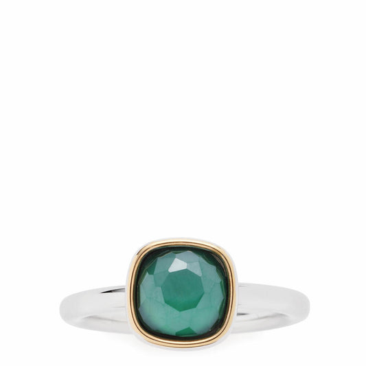 Leonardo Jewels Ring 17 Adriana, jewelry ring, finger ring, jewelry, stainless steel, gold-colored ion plating, green, 2.1 cm, 016991