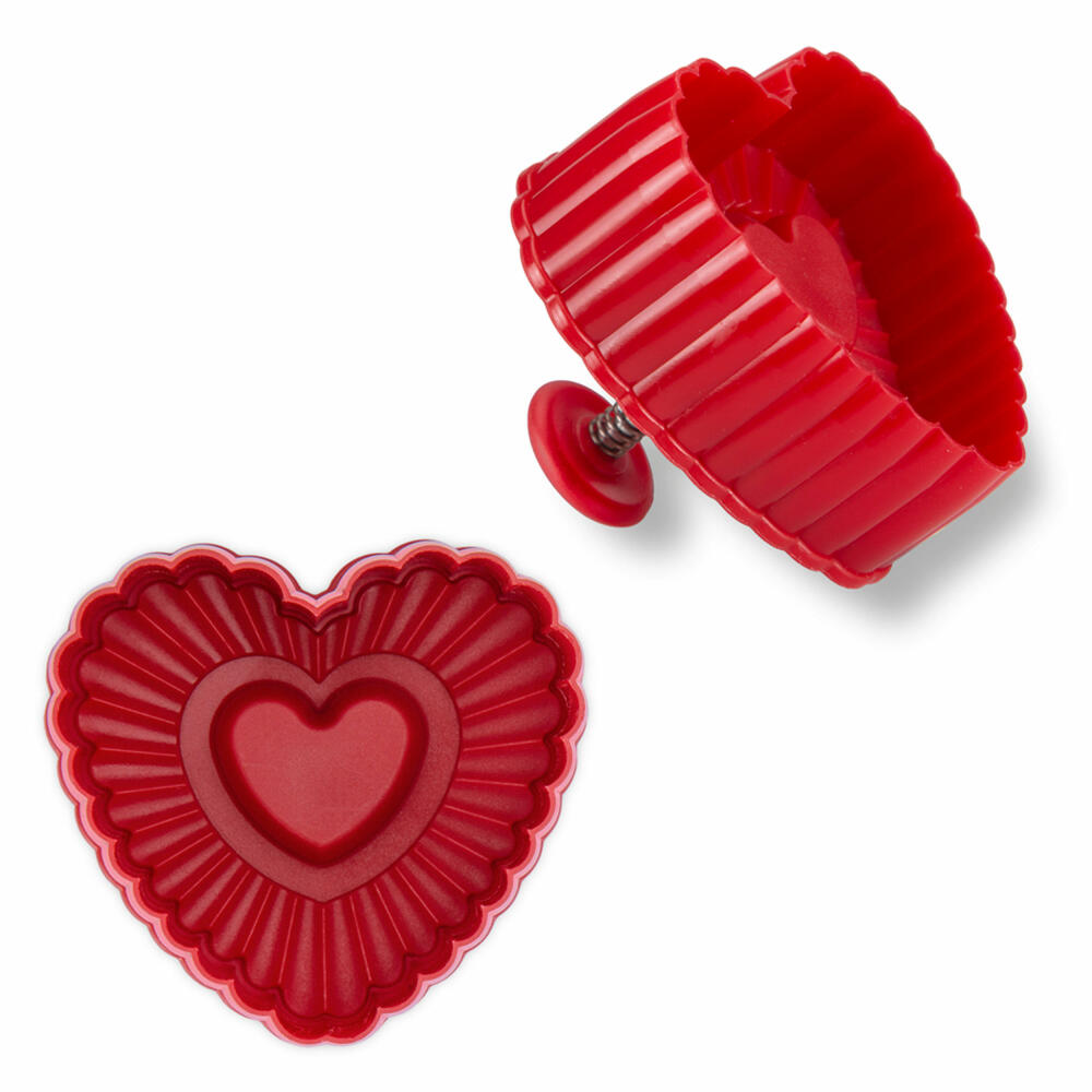 Städter embossed cookie cutter with ejector heart wavy, cookie cutter, cookie mold, biscuit, cookies, plastic, 169906