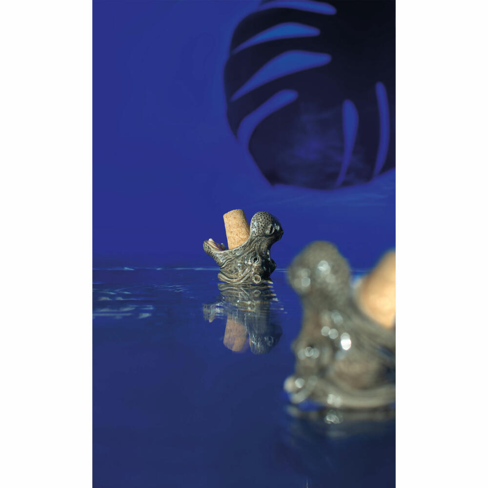 Donkey Products Weinstopper Hungry Hippo, Nilpferd-Weinflaschenstopfen, Korken, Dolomit, Grau, 5.5 cm, 210737