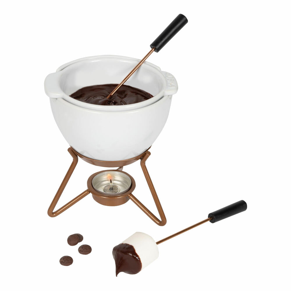 Boska Choco Fondue petit Marie, Schokoladenfondue, Fondue-Set, Fonduetopf, Keramik, Kunststoff, Edelstahl, Weiß, 250 ml, 320402