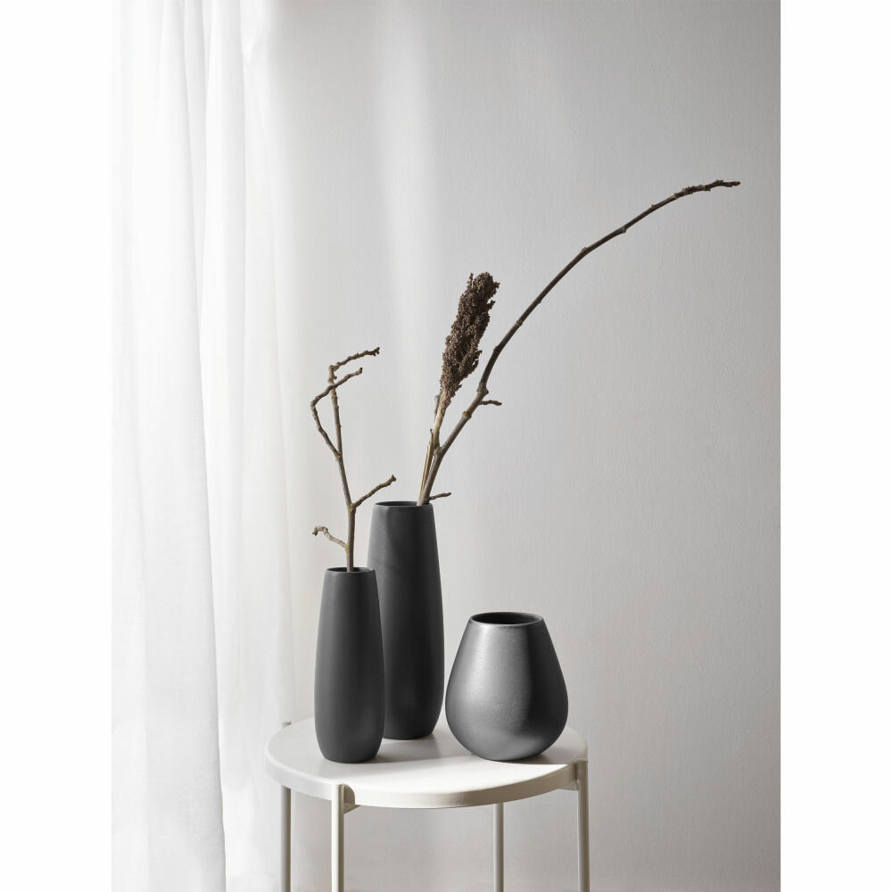 ASA Selection ease Vase Black Iron, Blumenvase, Tischvase, Dekovase, Steingut, Schwarz Matt, H 25 cm, 91031174