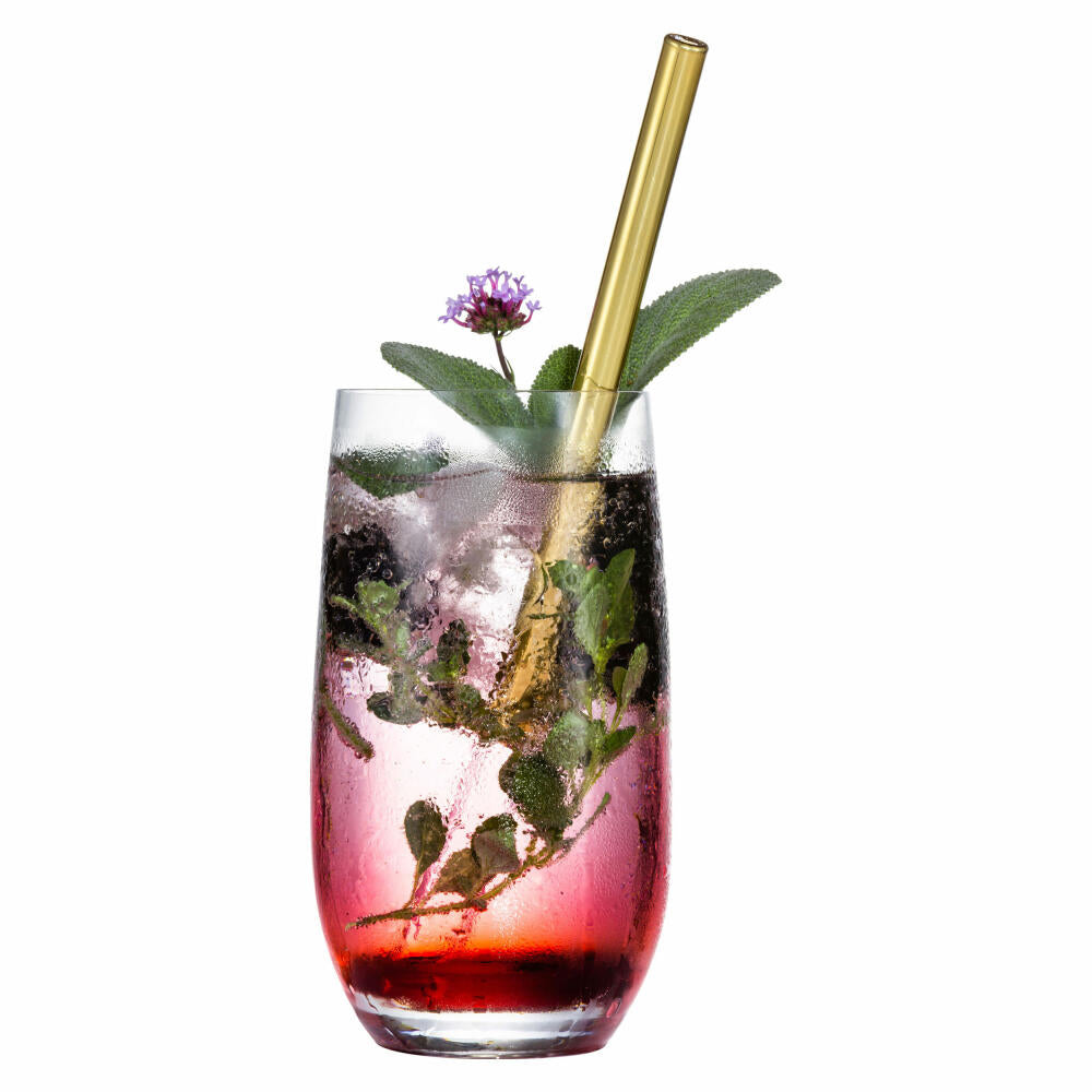 Eisch Glashalm mit Bürste Gentleman Gold, Glastrinkhalm, Glas, Gold, 20 cm, 86599801