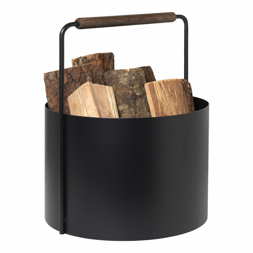 Blomus Holzkorb Ashi, Feuerholzkorb, Kaminholz Aufbewahrung, Stahl pulverbeschichtet, Eiche, Brown Oak, 66165
